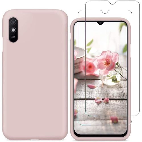 Coque Silicone Rose + 2 Verres Trempes Pour Xiaomi Redmi 9a Little Boutik®