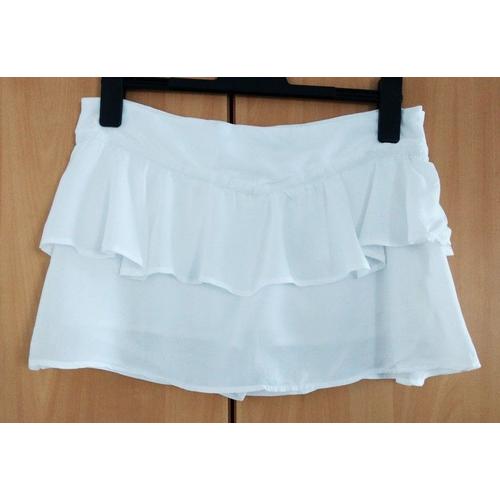 Mini Jupe Short Blanc A Volant. Jennyfer. Viscose. Taille 40