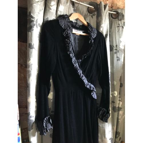 Robe Longue - Velours De Soie - Noire - Yves St-Laurent - Rives Gauche