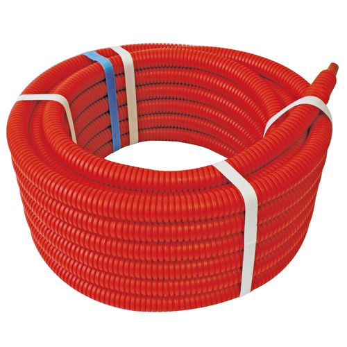 Couronne de tube PER rouge gainé Ø12 - longueur 25m