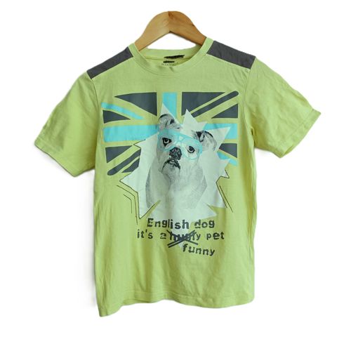 T Shirt Jaune Imprime Bulldog. In Extenso. Coton. Taille 12 Ans