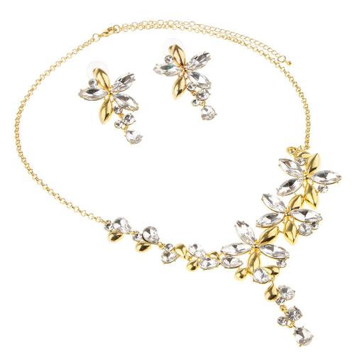 Collier De Pierre Strass Collier De Boucles D'oreilles Collier De Pierres Pour Mariage Nuptiale Or