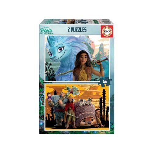 Coffret 2 Puzzles Enfant : 48 Pieces - Raya Et Le Dernier Dragon - Tuk Tuk Boun Little Noi Et Sisu - Collection Princesse Disney