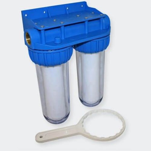 Double porte filtre transparent 10 pouces desineo avec fixation murale incluse