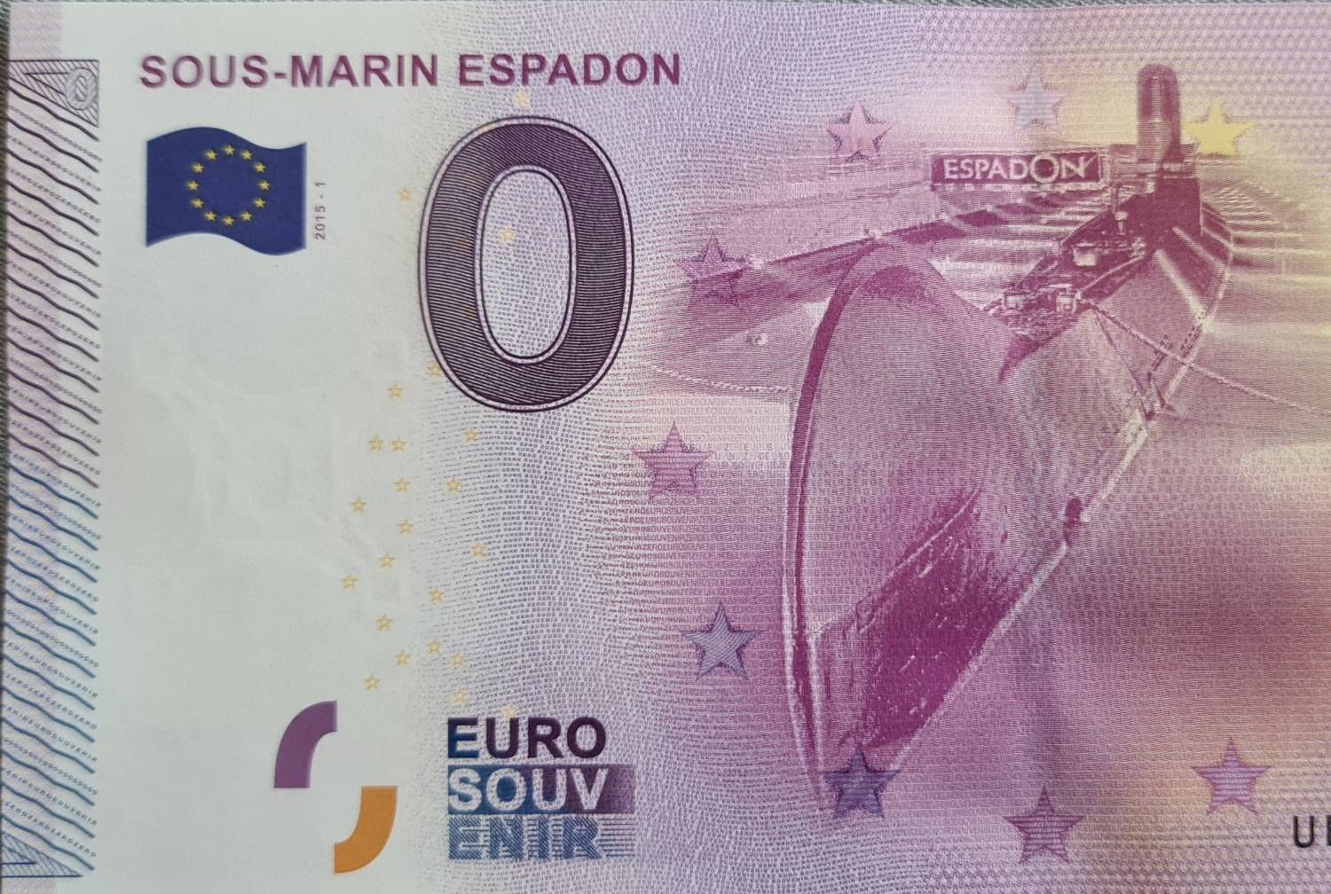 Billet Souvenir 0 Euro Sous-Marin Espadon