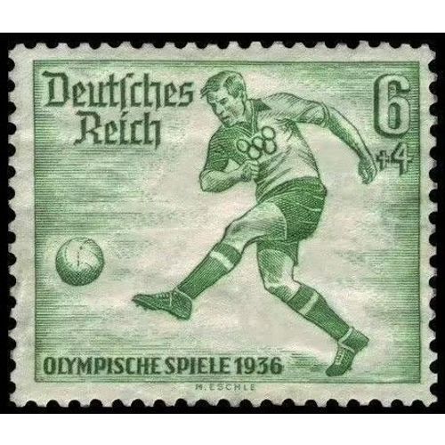Allemagne, 3ème Reich 1936, Très Beau Timbre Neuf** Luxe Yvert 567, Jeux Olympiques De Berlin, Football, 6 Pf. Vert, Filigrane Croix Gammées.