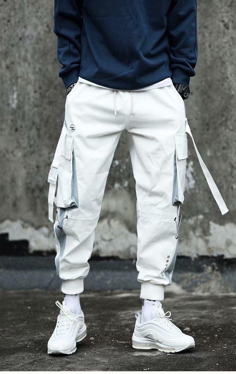 Pantalon Cargo Marbré Blanc Gris Streetwear Homme