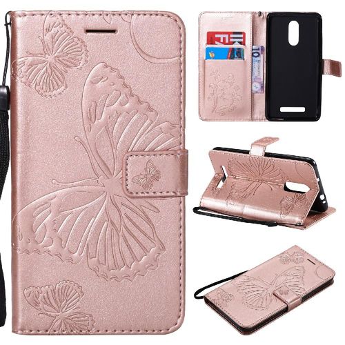 Tongez Étui Pour Xiaomi Redmi Note 3 Couverture Antichoc Avec Support De Fente Pour Carte Cuir Pu Couverture Magnétique Flip Kickband - Couleur Rose