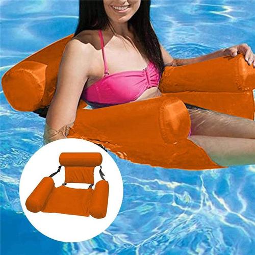 Flottant Lit Hamac extérieur en eau pliable Célibataire Augmenter Inflatable Beach Lounger Dossier Inclinable Flottant (Orange)