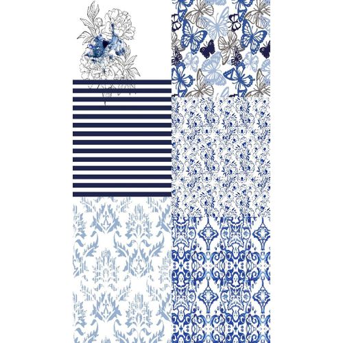 Homemania Tapis Imprimé Blue Patchwork 1 - Patchwork - Décoration De Maison - Antidérapants - Pour Salon, Séjour, Chambre À Coucher - Multicolore En Polyester, Coton, 60 X 100 Cm