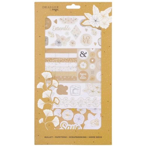 Draeger Kit Stickers Autocollants Et Die Cuts Blanc Et Or
