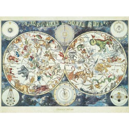 Puzzle Adulte Vieille Carte Du Monde Des Animaux Prehistoriques Et Fantastiques - 1500 Pieces - Ravensburger Collection - Mappemonde - Nouveaute