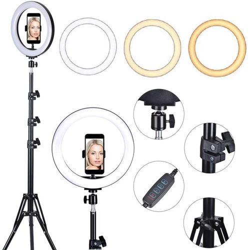 Ring Light Lumière Anneau 6 Pouces Led Lampe Eclairage Kit Avec Trépied Support De Smartphone Pour Selfie, Youtube, Maquillage