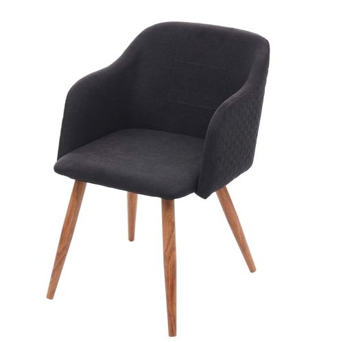 Chaise De Salle À Manger Hwc-D71, Chaise De Cuisine, Accoudoirs Tissu/Textile   Anthracite-Gris