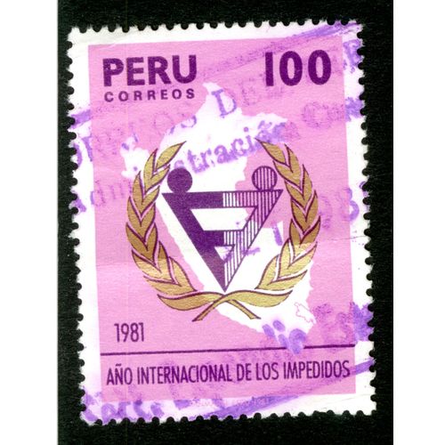 Timbre Oblitéré Peru, Correos, 1981 Anos Internacional De Los Impedidos, 100