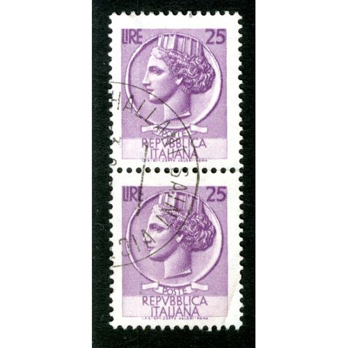 Deux Timbres Oblitérés Poste Repubblica Italiana, Lire 25