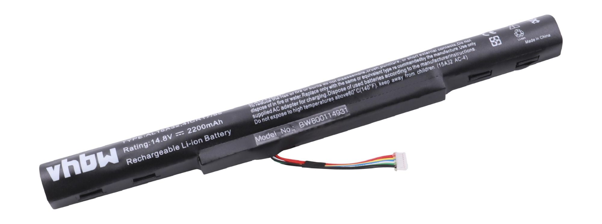 vhbw batterie compatible avec Acer Travelmate P278-MG-743C laptop (2200mAh, 14,8V, Li-Ion, noir)