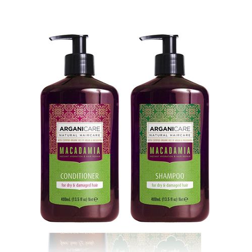 Duo Hydratant À L'huile De Macadamia - Arganicare - Cheveux Secs Et Abimés Shampooing Et Après Shampooing 