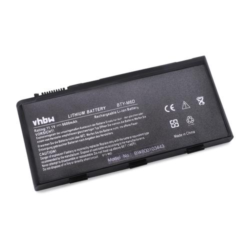 vhbw Batterie compatible avec MSI GT660R, GT660R-003, GT660R-004, GT660R-004US, GT660R-205NL laptop (6600mAh, 11,1V, Li-ion)