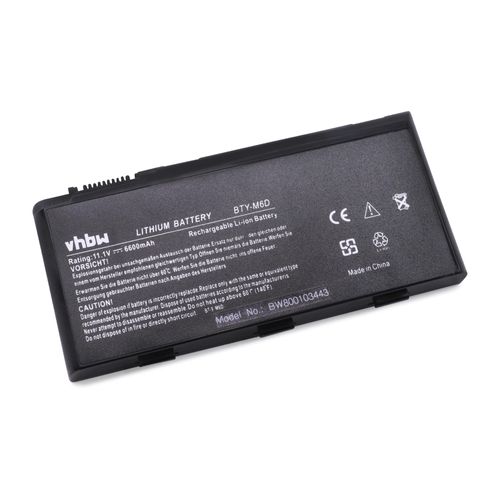 vhbw Batterie compatible avec MSI GX660R-284UK, GX660R-474UK, GX660R-i54510Q, GX660R-i7468LW7P laptop (6600mAh, 11,1V, Li-ion)