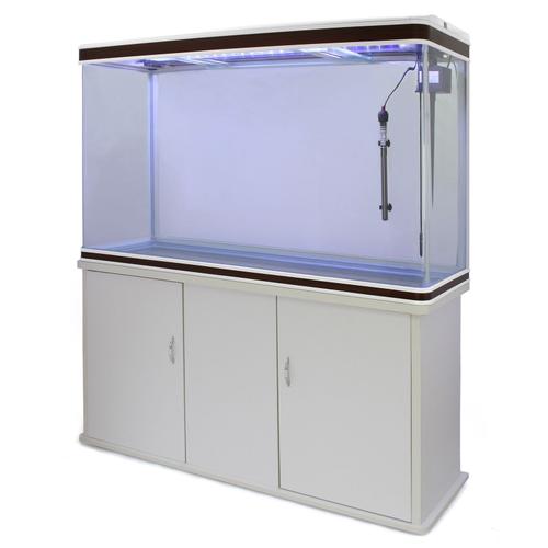 Monstershop ¿ Aquarium De 300 Litres, Kits Et Accessoires De Démarrage, Plantes, Graviers, Meuble Blanc, D¿Une Dimension Totale De 143,5 Cm De Haut X 120,5 Cm De Large X 39 Cm De Profondeur