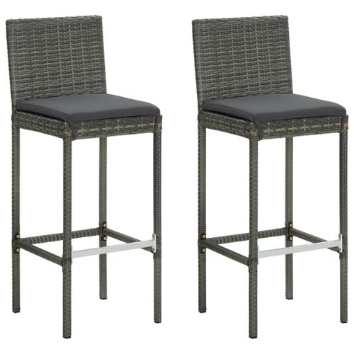 Vidaxl Tabourets De Bar De Jardin Et Coussins Lot De 2 Résine Tressée