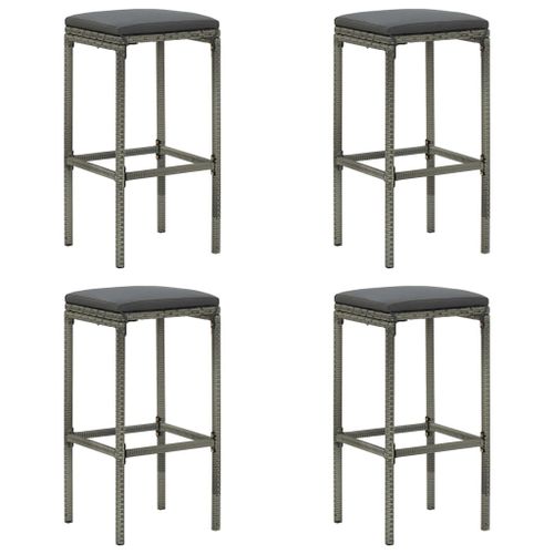 Vidaxl Tabourets De Bar Avec Coussins Lot De 4 Gris Résine Tressée