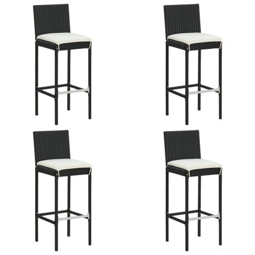 Vidaxl Tabourets De Bar De Jardin Et Coussins Lot De 4 Résine Tressée