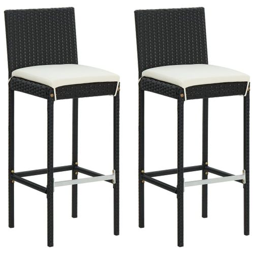 Vidaxl Tabourets De Bar De Jardin Et Coussins Lot De 2 Résine Tressée