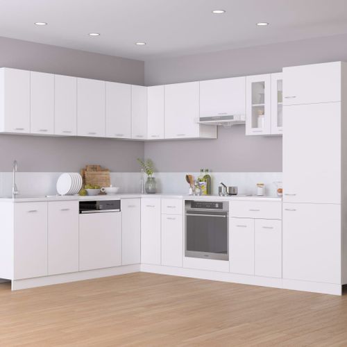 Vidaxl Ensemble De Meubles De Cuisine 14 Pcs Blanc Aggloméré