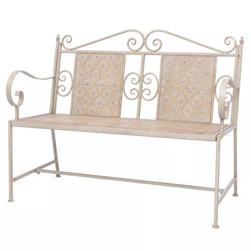 Vidaxl Banc De Jardin 115 Cm Acier Blanc Vintage