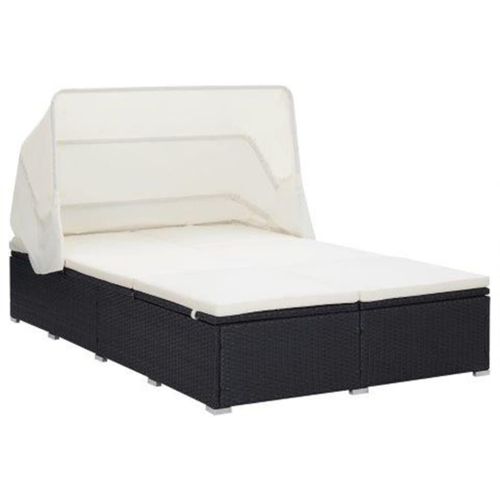 Vidaxl Transat À 2 Places Avec Coussin Résine Tressée Noir