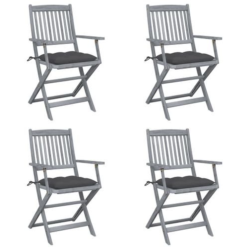 Vidaxl Chaises Pliables D'extérieur Lot De 4 Et Coussins Bois D'acacia