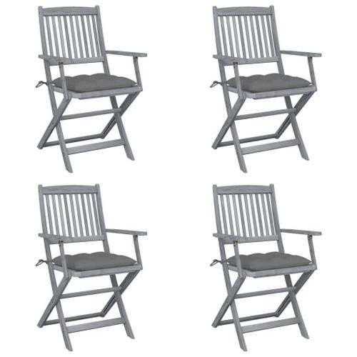 Vidaxl Chaises Pliables D'extérieur Lot De 4 Et Coussins Bois D'acacia