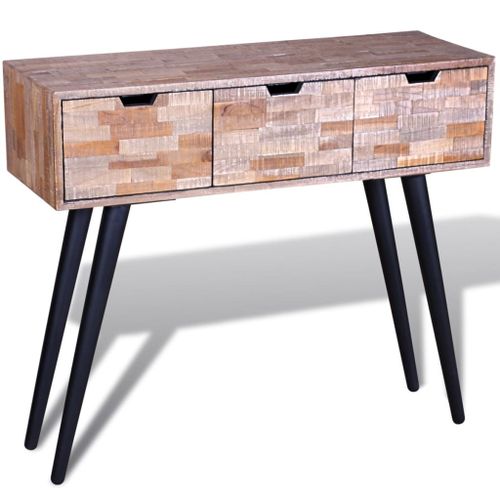 Vidaxl Table Console Avec 3 Tiroirs Bois De Teck Recyclé