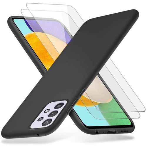 Coque Galaxy A52 5g Coque Silicone Gel Ultraslim - Noir + 2 Films Verre Trempé