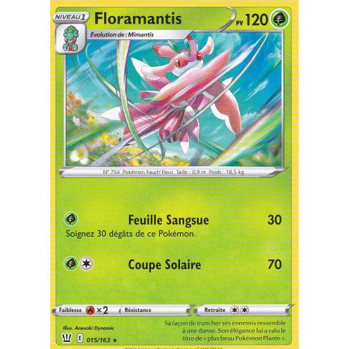 Carte Pokemon - Floramantis - 015/163 - Rare - Épée Et Bouclier 5 - Styles De Combat - Eb5 - Vf