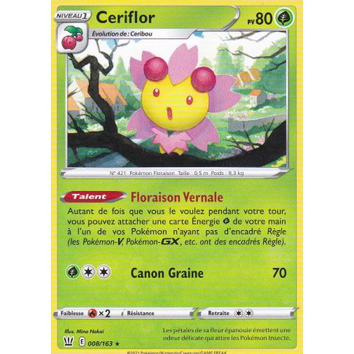 Carte Pokemon - Cériflor - 008/163 - Rare - Épée Et Bouclier 5 - Styles De Combat - Eb5 - Vf