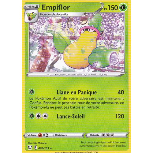 Carte Pokemon - Empiflor - 003/163 - Rare - Épée Et Bouclier 5 - Styles De Combat - Eb5 - Vf