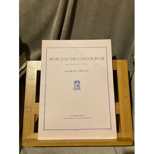 Jean-Michel Defaye Morceau De Concours Iii Partition Clarinette Et Piano Leduc
