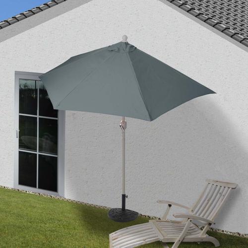 Parasol Parla En Alu, Hémicycle, Parasol De Balcon Uv 50+   300cm Anthracite Avec Pied