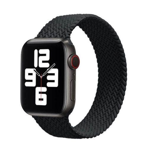 Bracelet Montre Apple Iwatch Silicone Tressé Noir 42/44mm Taille L