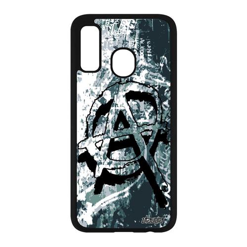 Coque Samsung A40 Silicone Anarchie Aluminium Graphique Metal Telephone Artiste Punk 4g Tattoo Hardrock Dessin Housse Tag Galaxy