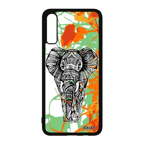 Coque Elephant Pour Samsung Galaxy A70 Silicone Dessin Rigide Tribal Savane Azteque Memoire Housse Zen Garcon Case Ethnique Orange