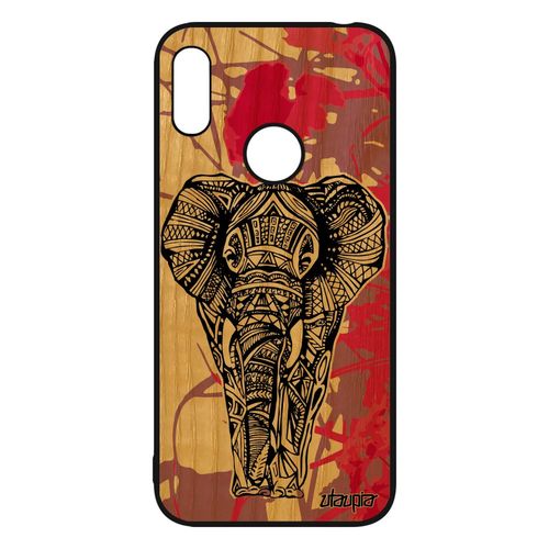 Coque Elephant Huawei Y6 2019 Bois Silicone Etui Dessin Original Azteque Tribal Femme Animal Gel Zen Nature 4g Graphique Housse Rose
