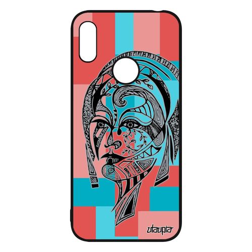Coque Silicone Pour Huawei Y6 2019 Femme Rigide Graphique Geometrique Metal Rose Cube Souple Azteque Tribal Dessin Telephone Carré