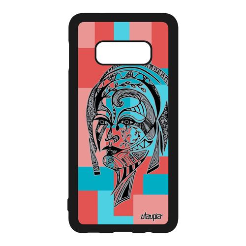 Coque Samsung Galaxy S10e Silicone Femme Cube Graphique Rose Dessin Carré Florale Case Azteque Fille Etui Fee Ethnique Geometrique