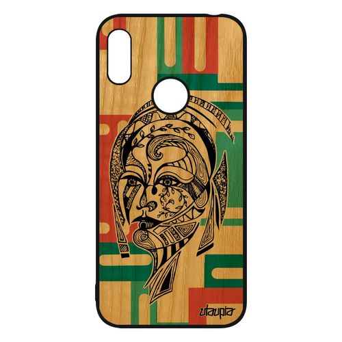 Coque Huawei Y6 2019 En Bois Silicone Femme Graphique Geometrique Vert Tribal Personnalisé Azteque Fee Dessin Animaux Telephone Tpu
