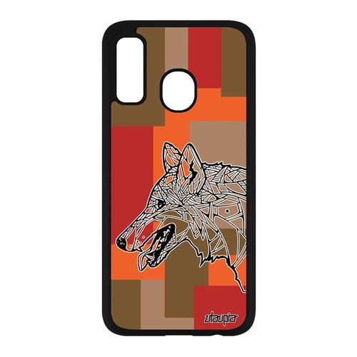 Coque Antichoc A40 Silicone Loup Animaux Mechant Ethnique Geometrique Personnalisé Tribal Chien Carré Housse Homme De Samsung Galaxy