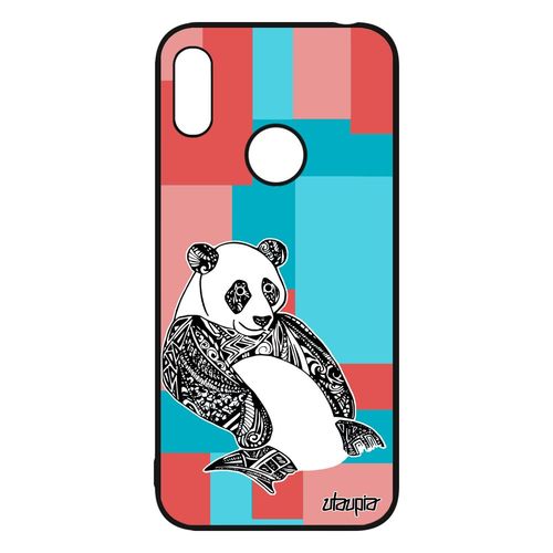 Coque Huawei Y6 2019 Silicone Panda Design Rose Animaux Caoutchouc Telephone Rigide Dessin Geometrique Carré Ethnique Graphique Cube
